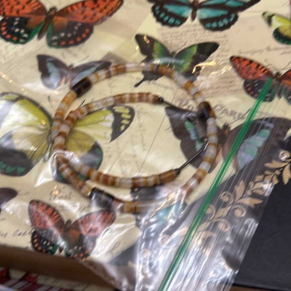 Vintage 70's Puka Shell Tiger Eye Beaded Necklace Chocker Twist Closure - Picture 9 of 9